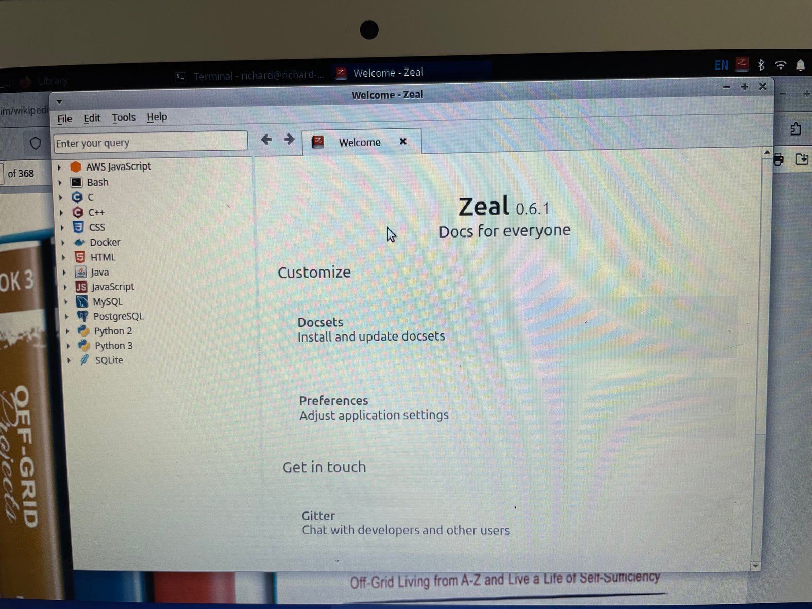 Zeal with downloaded dev documentation