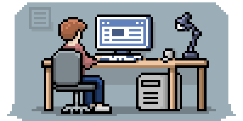 Pixel-art hero banner