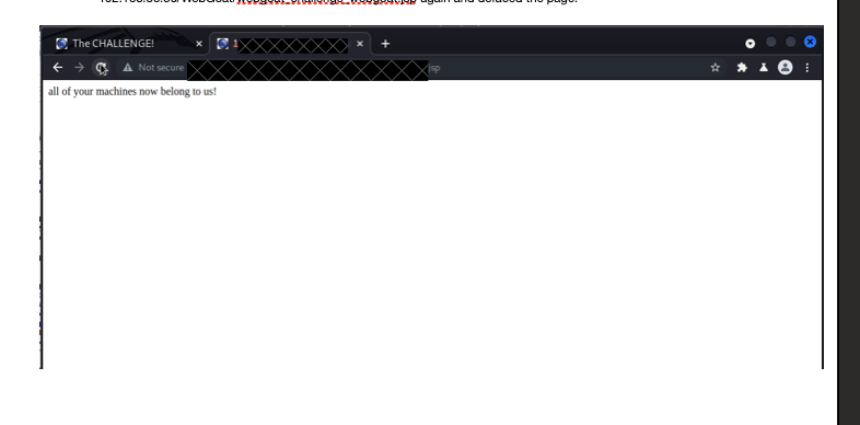 Controlled web page modification evidence in the WebGoat lab
